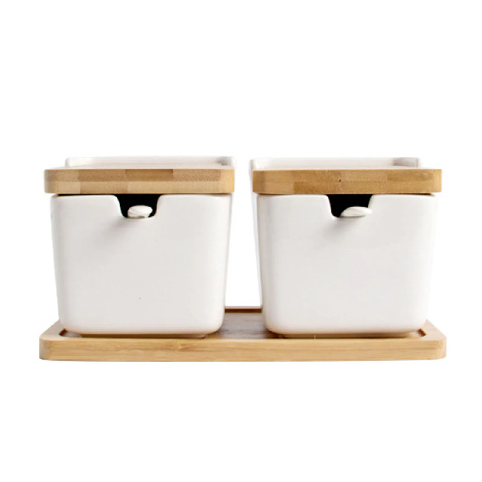 

Kitchen Ceramic Seasoning Box Set Smooth Appearance Household Japanese Style Square Jar Suitable for Storing Condiments xobw