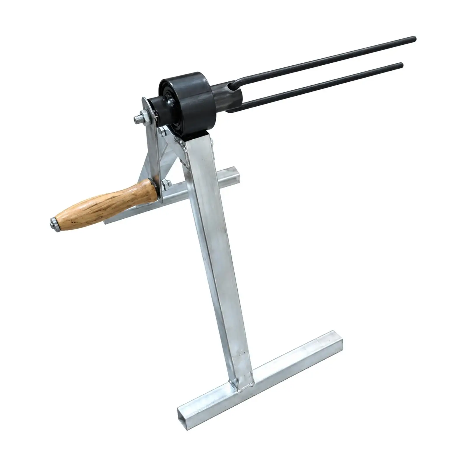Detachable Hose Reel Stainless Steel Frame Manual Flat Water Hose Winder with Wooden Crank for Garden Irrigation Firefighting