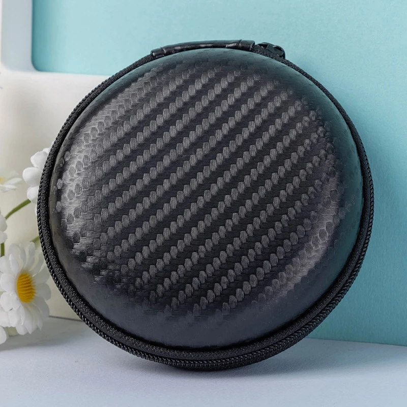 Circular USB Data Cable Headphones Case Mini Zippered Round Storage Hard Bag Headset Box Shockproof Earphone Accessories