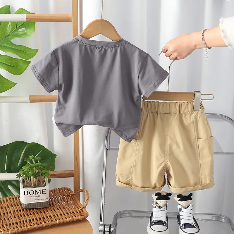 2025 مجموعة الصيف للأطفال لصبي الكورية موضة لطيف الكرتون س الرقبة قصيرة الأكمام تي شيرت والسراويل الاطفال الرضع الأولاد الملابس #4