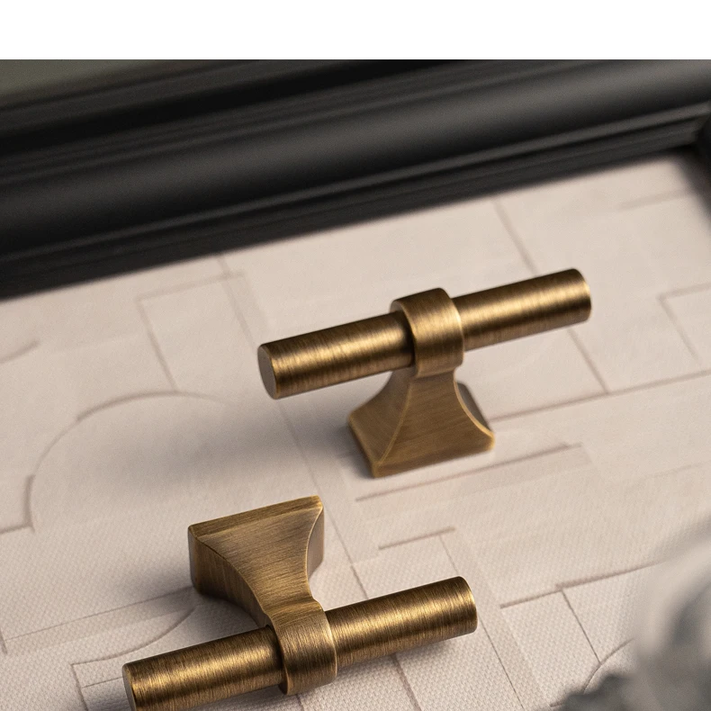 Antique brass drawer handle and T knob — supplier illustration 5