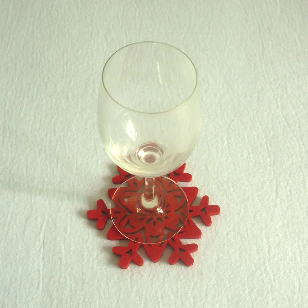 

12Pcs Christmas Snow Coasters Placemat High Temperature Resistant Cloth Decorative Table Mat Holiday Party Supplies