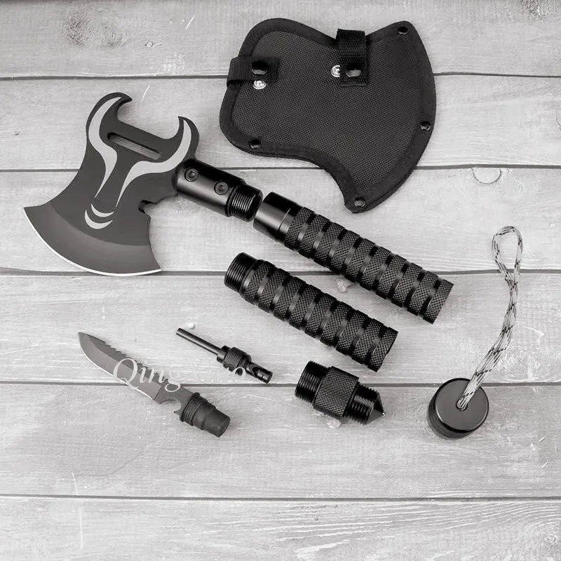 High Carbon Steel Multi Purpose Tactical Axe Outdoor Tool  Mountain Cutting Camping Fire Rescue Firewood Bone Cutting Field Work