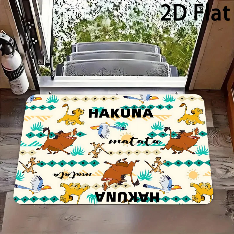 Alfombra para puerta Disney El Rey León - Impresión digital 2D, material duradero, con diseños de Simba, Zazu, Pumbaa, Rafiki y