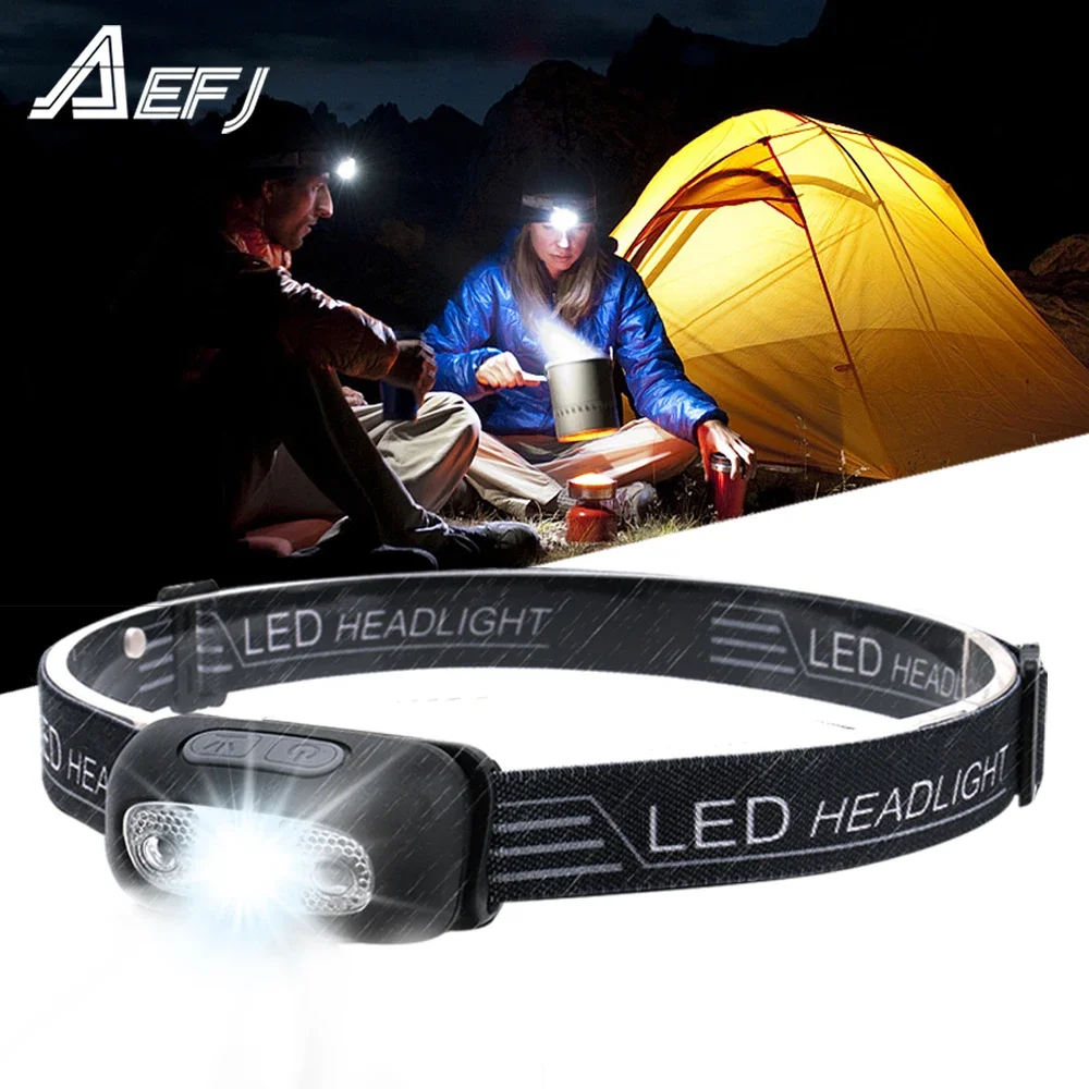 

Mini Rechargeable LED Headlamp Body Motion Sensor Headlight Camping Flashlight Head Light Torch Lamp With USB