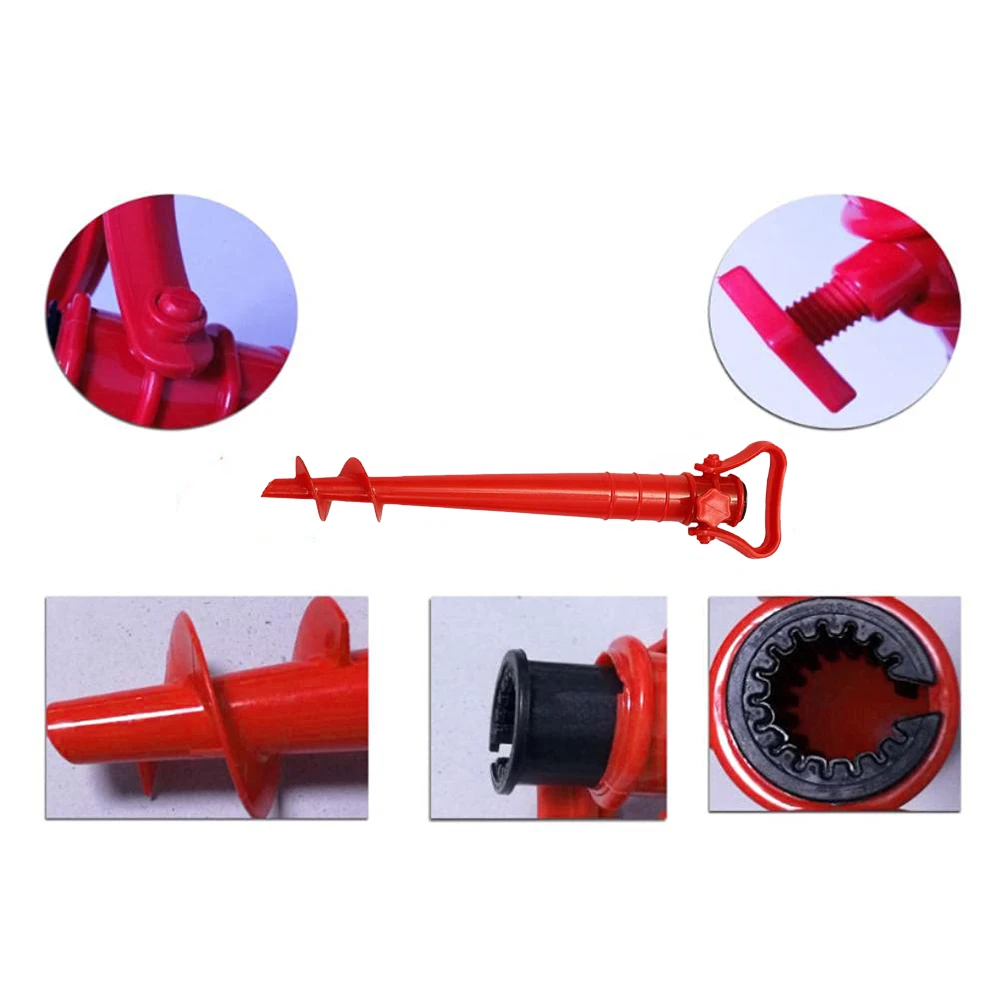 1pc Beach Umbrella Anchor Spiral Screws Red Outdoor Garden Sun Umbrella Stand Apply To Beach Grass And Terraces image 6