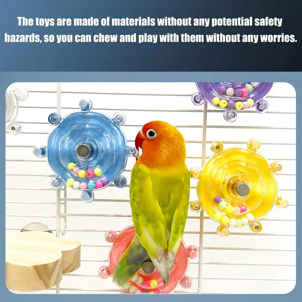 Juguete Interactivo para Loros, Juguete para Jaula de Aves, Dispensador de Golosinas Giratorio, Juguete de Estimulación Mental y Entretenimiento para Loros