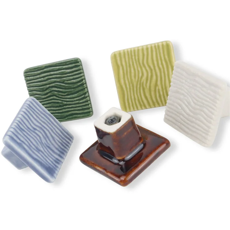 Modern Small Wood Grain Ceramic Door Knobs Furniture Drawer Handles Kitchen Cabinet Wardrobe Pulls Home Decoration Hardware