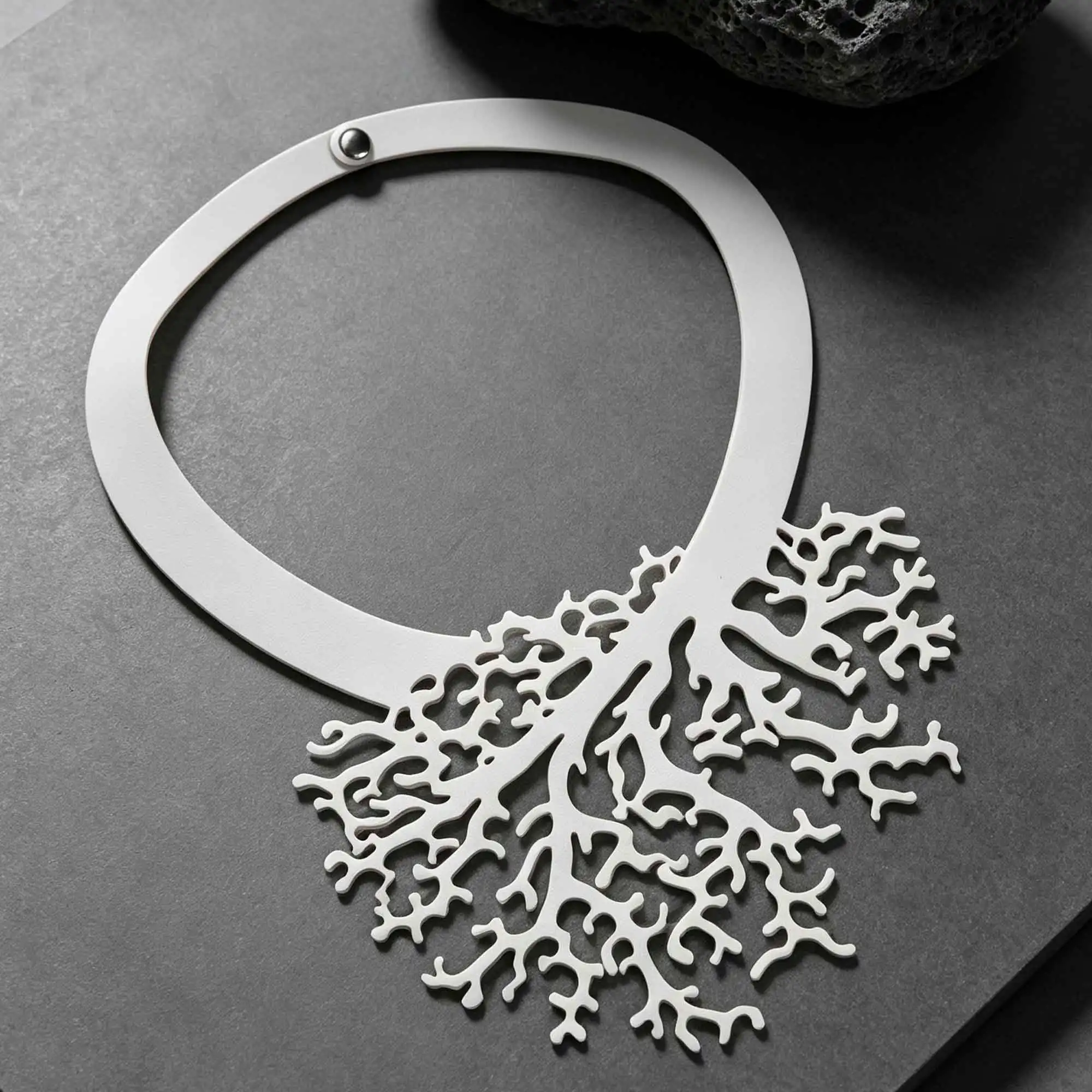 Marliwoo PU Leather Coral Branch Statement Collar Necklace Hollow Cut‑out Bib Necklace Gothic Boho Party Women Jewelry