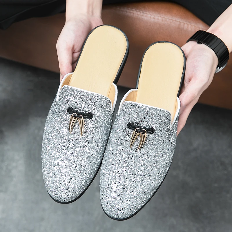 Golden Sapling Fashion Men\'s Slippers Summer Party Flats Casual Business Shoes Men Leisure Mules Elegant Dress Slides Male Flat