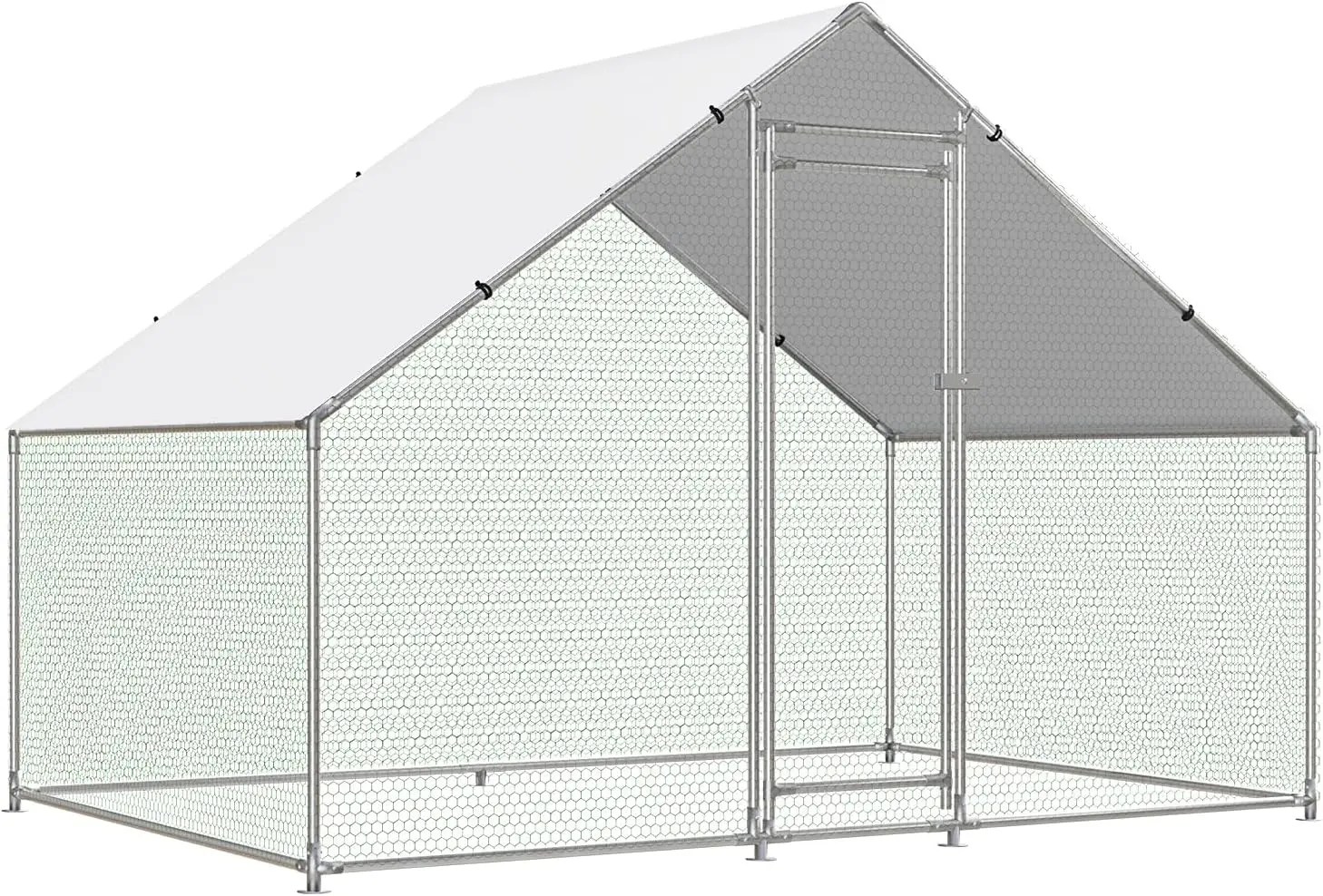 

Large Metal Chicken Coop Walk-in Poultry Cage with Water-Resident & Anti-UV Cover Duck Rabbit Cat House Outdoor Chicken Run Pen