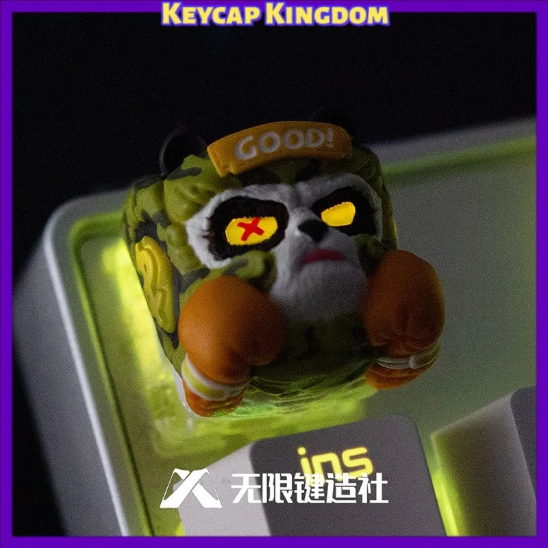 Fighting Panda Rhino Mechanical Keyboard 3D Printed Resin Custom Artisan Keycap Gaming Keyboard Point Keycap DIY Collect Gift