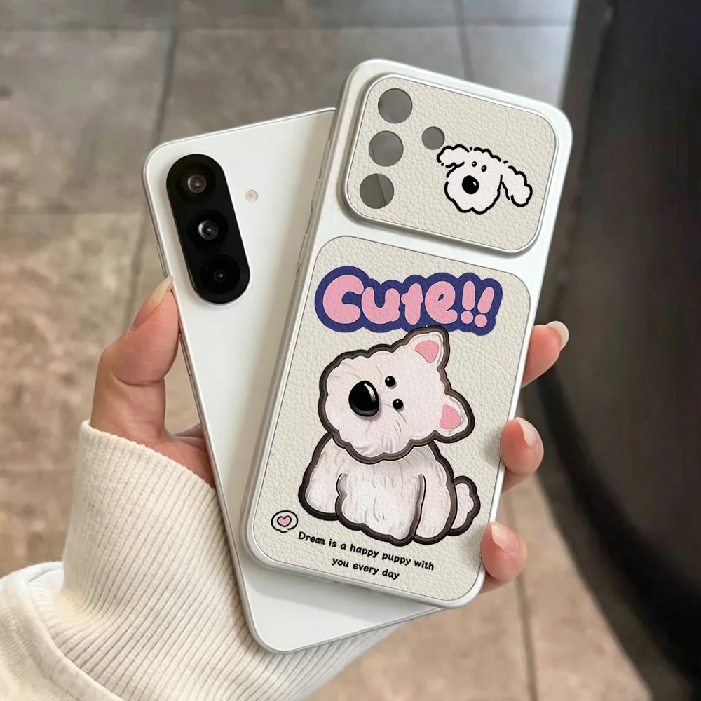 Cute Cartoon Dog Lanyard Phone Case For Samsung A36 A16 A56 A55 A07 S24 FE S26 Ultra S25 Plus A57 A37 A17 A27 Leather Soft Cover view 2