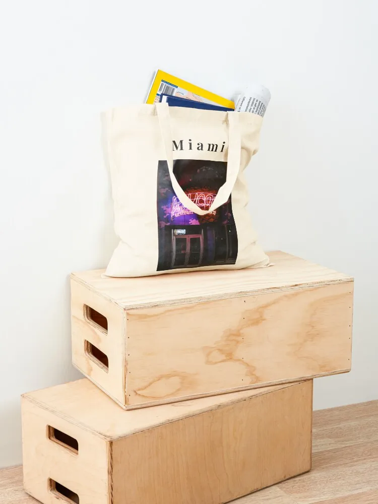 Neon Lights in Little Havana, Miami Print Tote Bag large tote bag Women bags Women's shopping bag