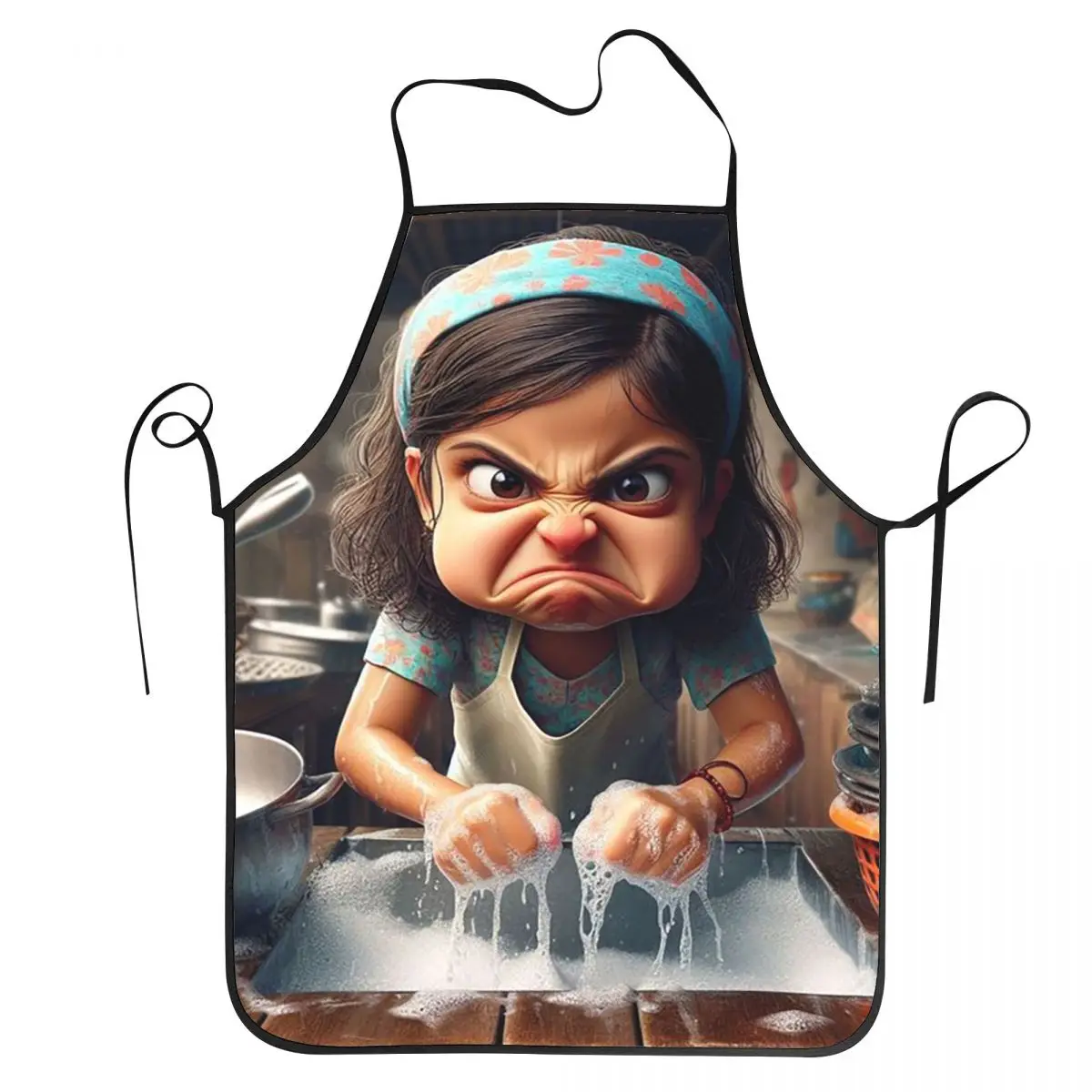 Funny Angry Woman Cooking Pasta Apron Chef Cuisine Tablier Sleeveless Bib Kitchen Cleaning Pinafore for Women Men Painting