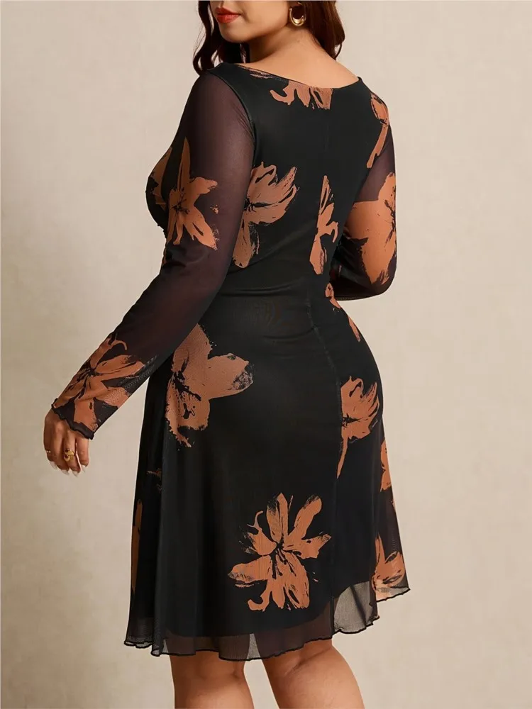 Picture 3: XL-4XL Plus Size Clothes Dresses Women Spring Autumn Robes Long Sleeve Street Style Casual 3XL Big Size Dress Oversized
