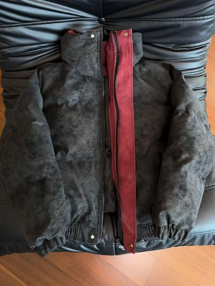 

Мужская утепленная кожаная куртка-пальто из хлопка с контрастной подкладкой, зимняя, водонепроницаемая, с контрастным цветом подкладки, CleanFit Outerwear