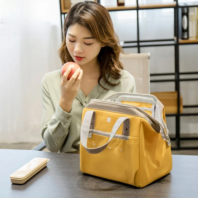 

Утолщенная термосумка для обедов из алюминиевой фольги, модная сумка-ланчбокс, портативная сумка для еды для офисных работников