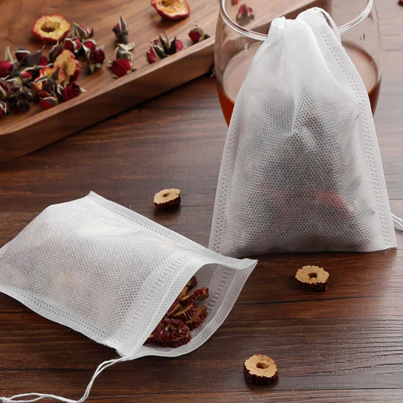 Disposable Tea Bags Tea Filter Bags for Spice Tea Infuser with String Non-woven Fabric Empty Tea Bags Nylon Filter Bags Teabags