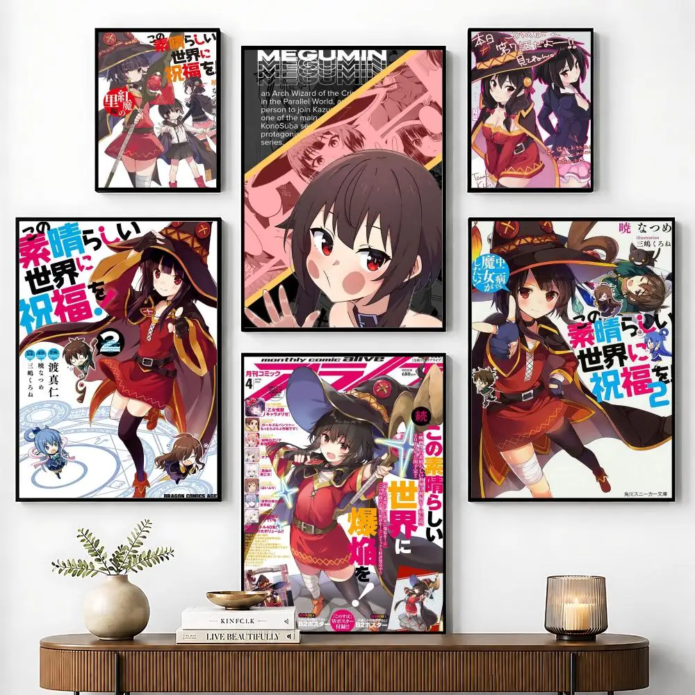 Cute Anime M-Megumin Poster Perfect Sticker Self Adhesive for Office Home Theater Wall Art Decor Fancy Gift