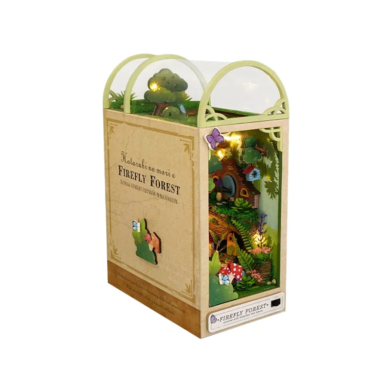 A19Q-3D livro de madeira suporte quebra-cabeça diy casa em miniatura kit livro modelo kit construção com luzes diy casa kits para adultos