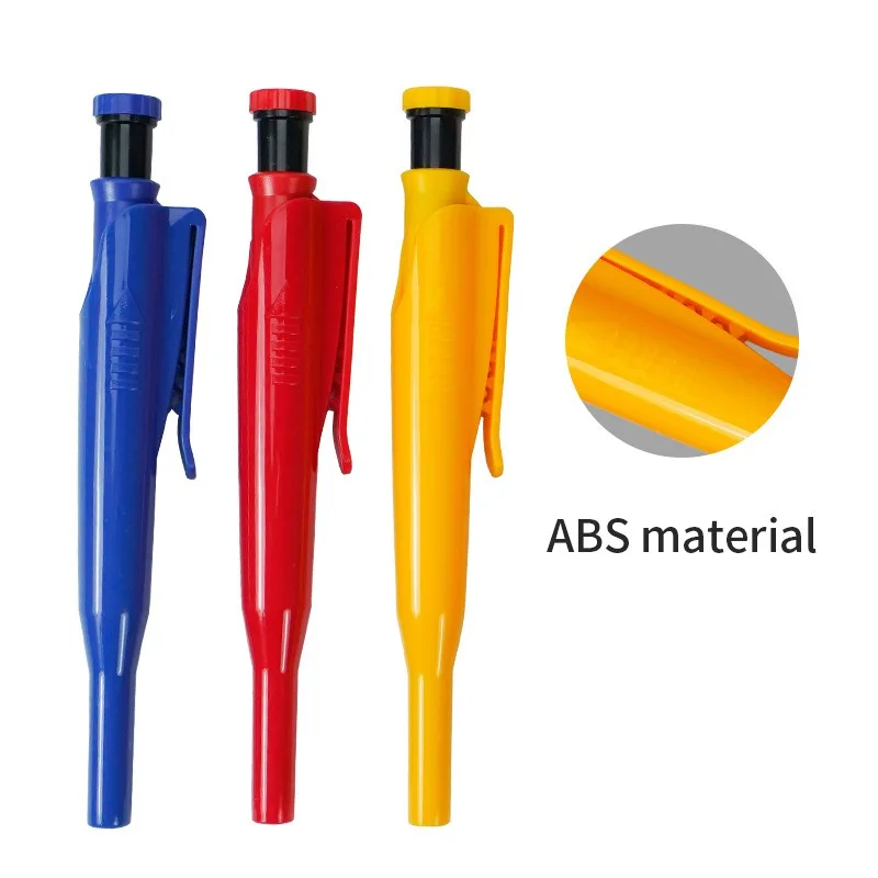 Solid Carpenter Pencil with Refill Lead and Built-in Sharpener for Deep Hole Mechanical Pencil scribing Marking Woodworking Tool