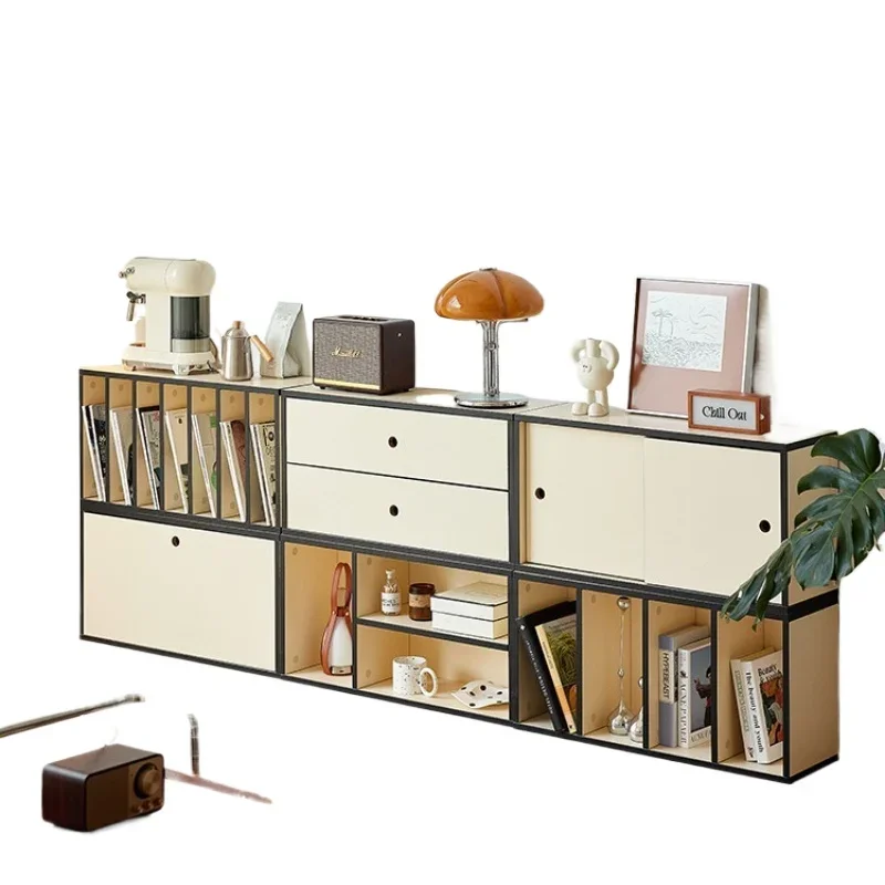 Combination Cream Wind Module Storage Cabinet French TV Cabinet Simple Bookcase Edge Cabinet Storage Bucket  Internet celebrity