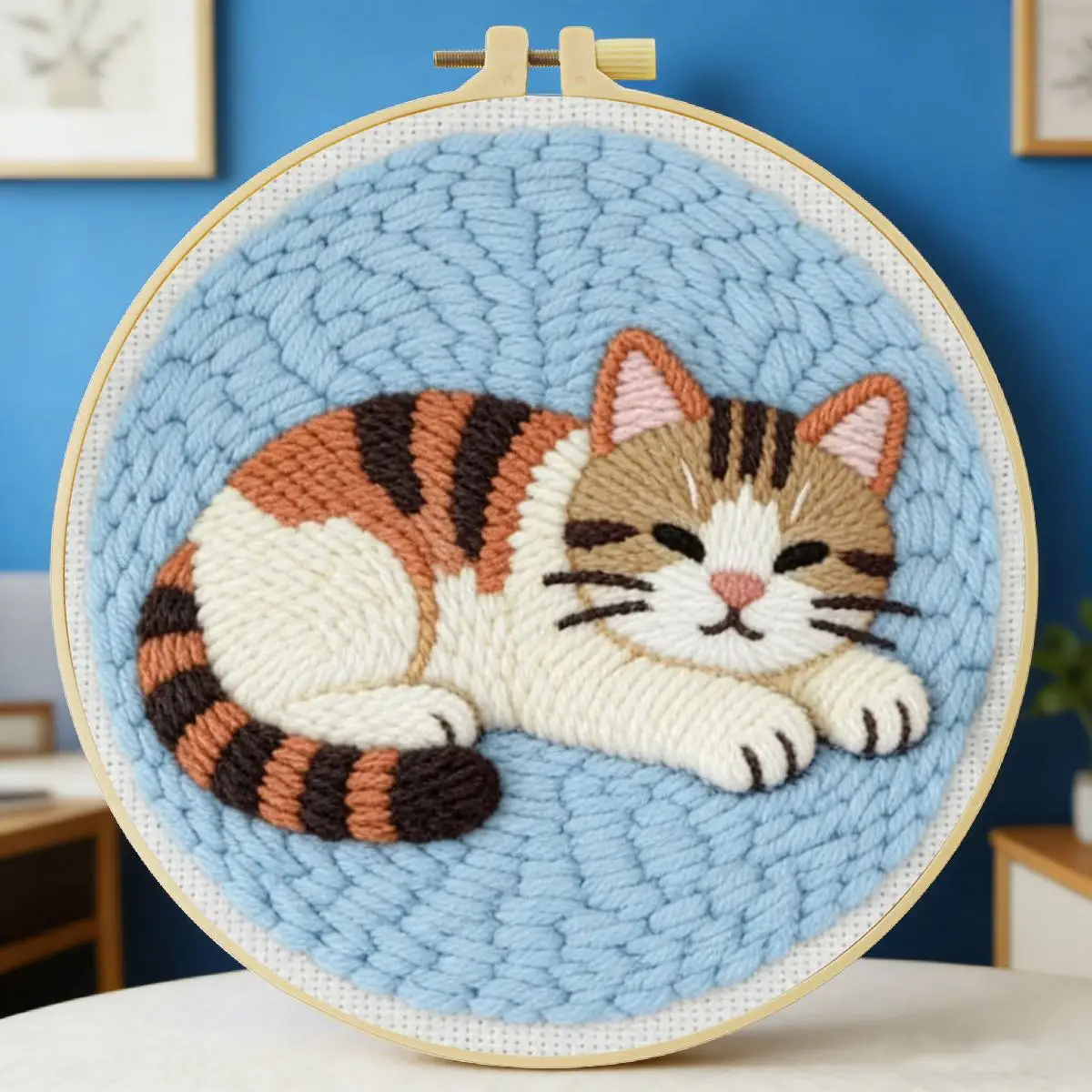20X20CM/7,87 Zoll Tier - Katze Stanznadel-Stickset, Stickerei, gestrickte Stickerei, DIY handgemachtes Geschenk, Nähkunst – Detail 3