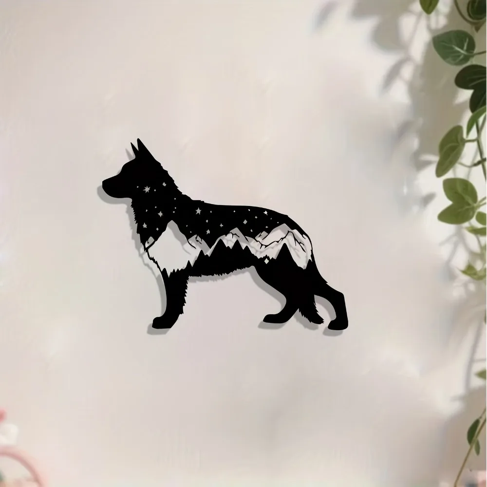 Metal German Shepherd Mountain Wall Art, Rust-Resistant Metal Decor for Living Room or Garage, Christmas Gift for Dog Lovers
