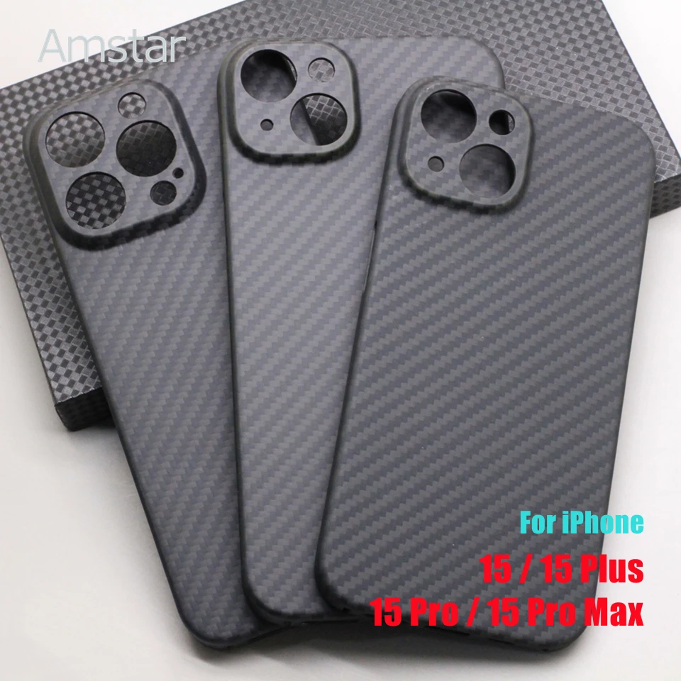 

Amstar Pure Carbon Fiber Lens Protection Phone Case for iPhone 15 14 13 12 11 Pro Max 15 14 Plus 13 12 Mini Aramid Fiber Cover