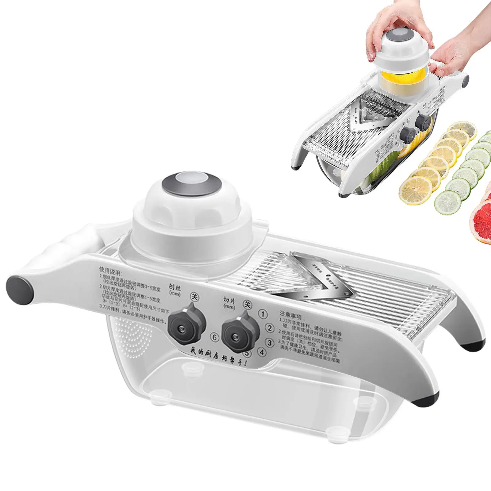 

Slicer for Kitchen Potato Slicer Five Adjustable Settings Kitchen Cutter with Container for Home Restaurant Camping Meal Prep