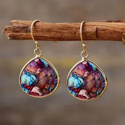 2PCS Retro Bohemian Earrings Imitation Turquoise Men's and Women's Retro Jewelry Birthday Party Anniversary Gift Earrings