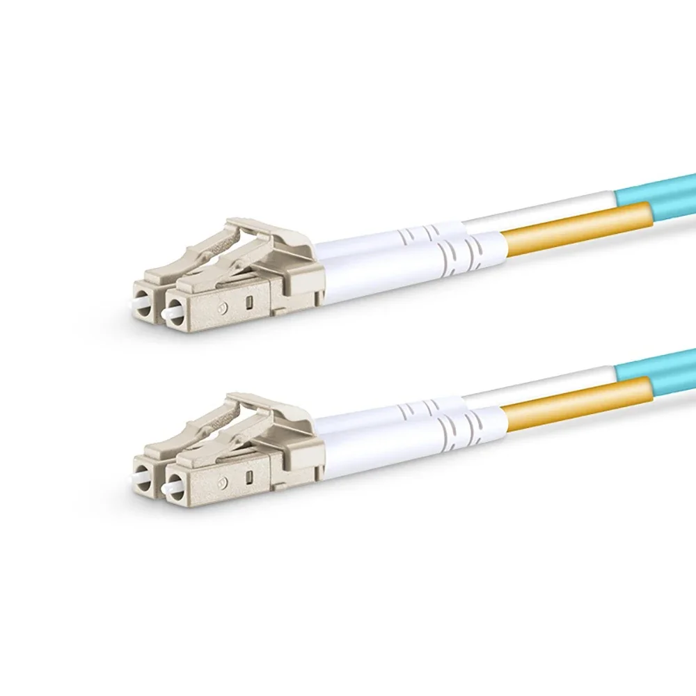 Customized Fiber Optic Patch Cable 2 Fiber Customized OM4 Multimode LC/SC/FC/ST/LSH/MU Duplex Tight Buffered Aqua Patch Cord
