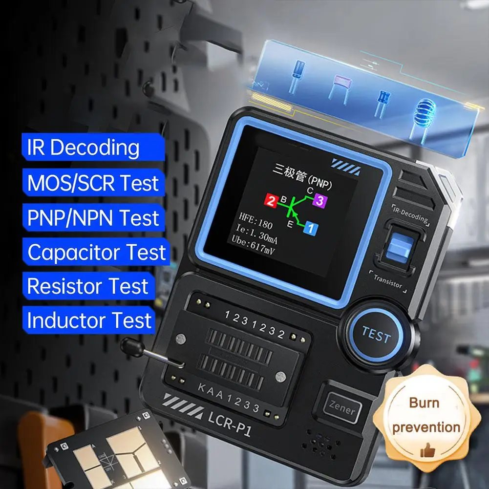 LCR-P1 Transistor Tester Diode Triode Capacitance Resistance Meter LCR Meter NPN PNP MOSFET IR Multifunction Tester