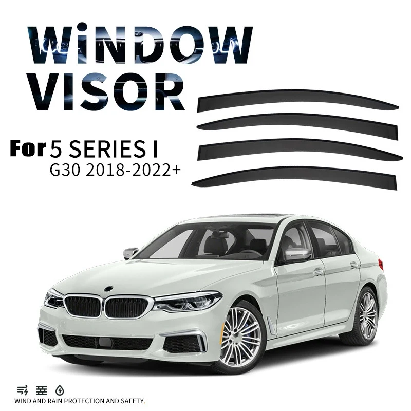 Window Visors for BMW 5 Series MK7-G30 4pcs Side Window Rain Guard Wind Deflector Weathershield Vent Visor for Car Windows
