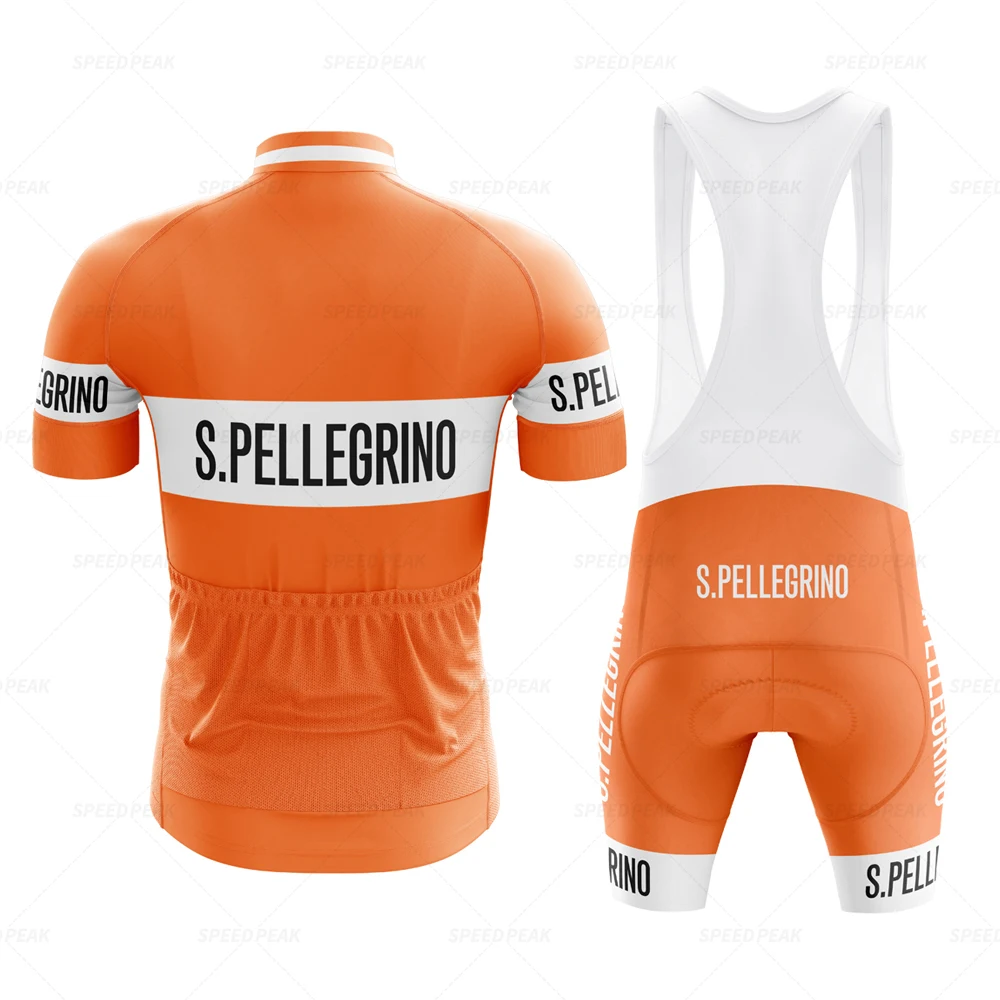 Retro Orange Cycling Jersey Set Classical Bicycle Suit Bike Bib Short Sleeve Men Bib Shorts Clothes Por Team Maillot Gel