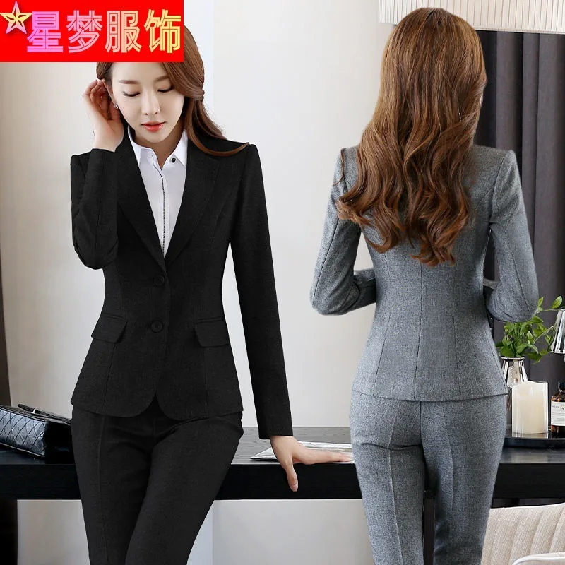 929 Two-Grain Buckle Long Sleeve Business Wear Black Business Business Suit Office Lady Suit Hotel Uniforms