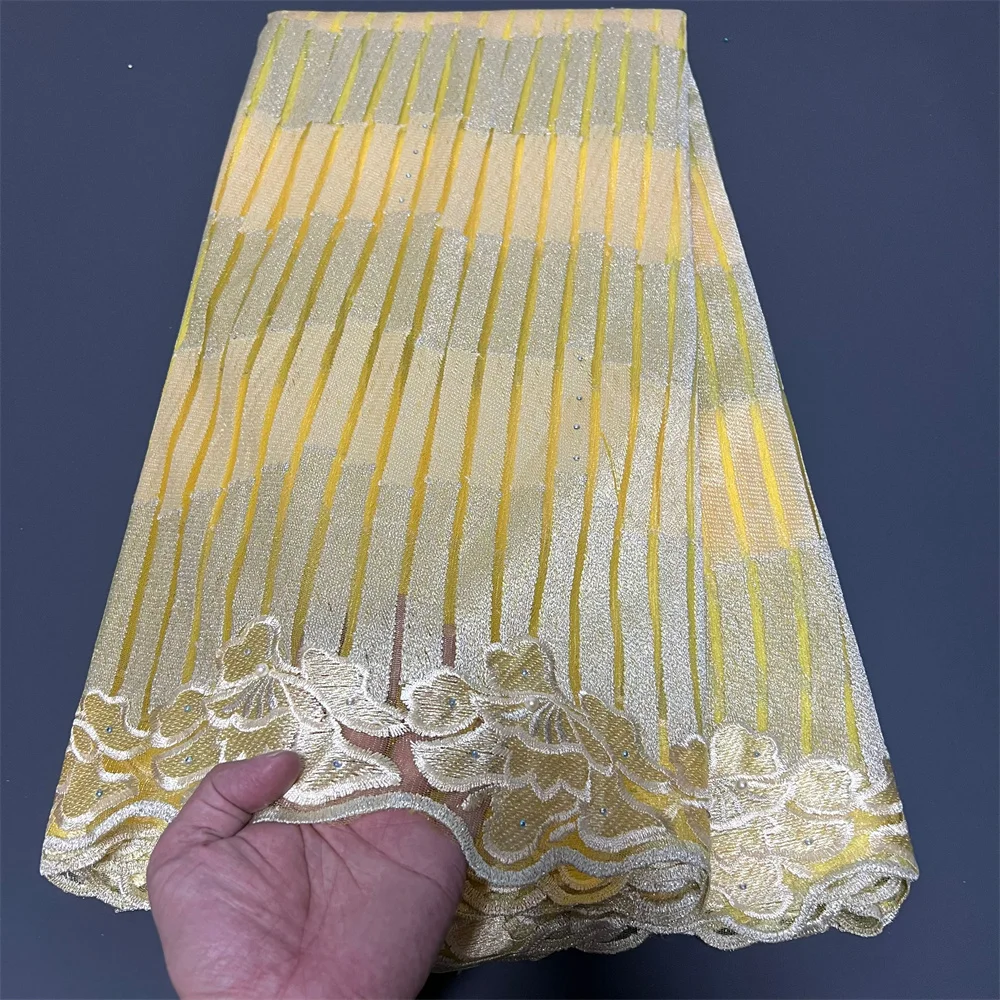 

5 Yards African Mesh Lace Sequin Fabric,For Sewing,Clothes,Beaded,Tulle,Wedding Dresses,Embroidery,Fabrics By The Meter,Crafts