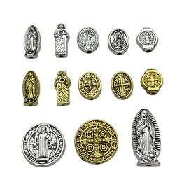 Blessed Virgin Mary Spacer Antique Silver Plated Loose Beads Necklace Jewelry Making Bracelet Accessories DIY Wholesale Amulet