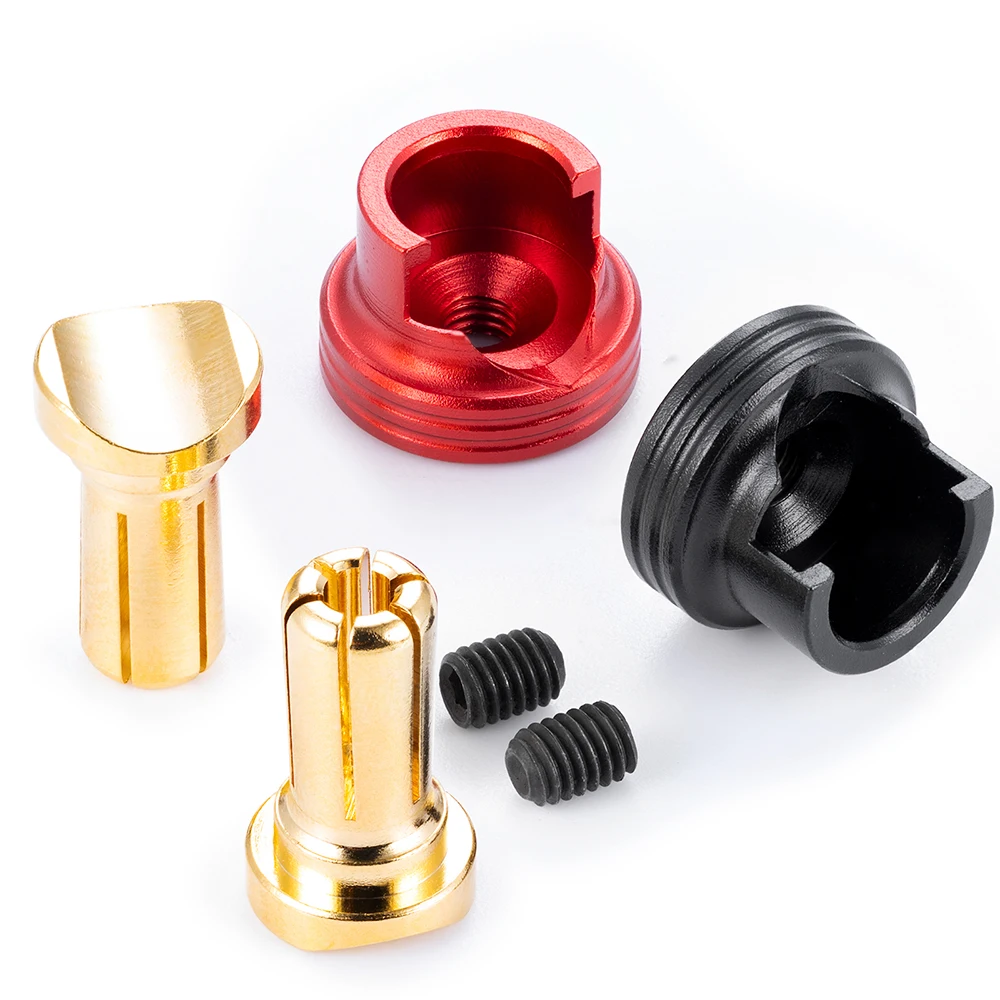YEAHRUN Tappi proiettili per dissipatore di calore in metallo con impugnature Set da 4 mm/5 mm Connettore batteria a labbro per modellini di auto RC