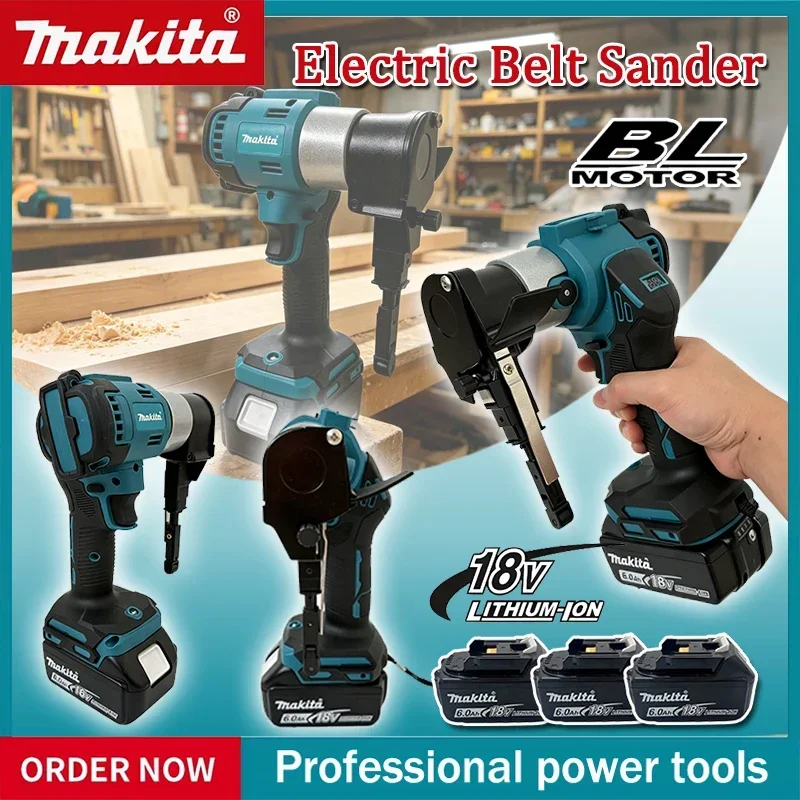 Makita Brushless Cordless Belt Sander Portable Straight Sanding Machine Multifunctional Metal Wood Polishing Derusting PowerTool