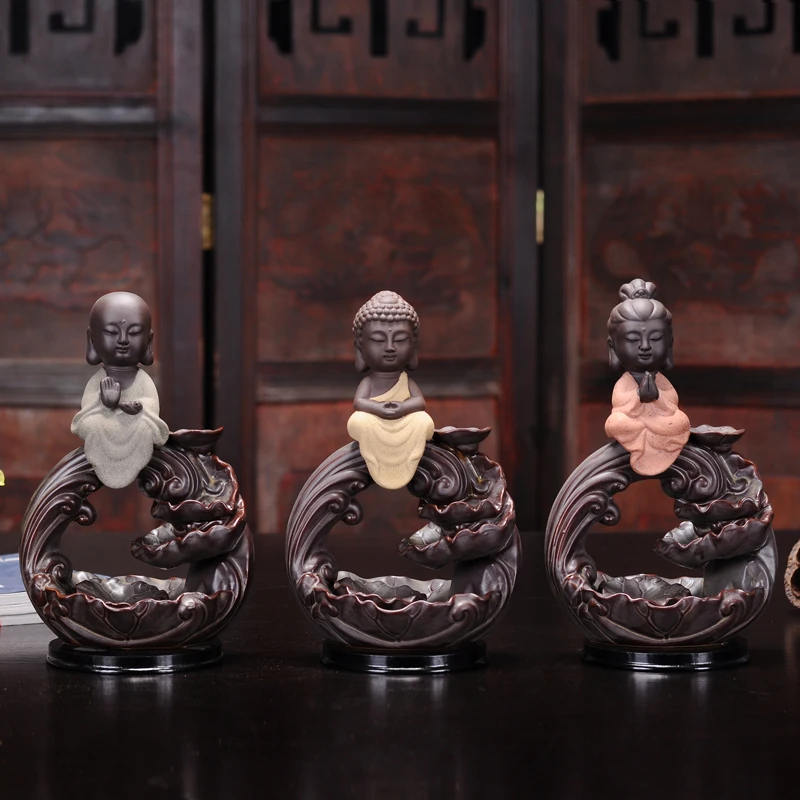 Home Decoration Ceramic Censer Smoke Backflow Incense Bullet Cones Buddha Aroma Three Color