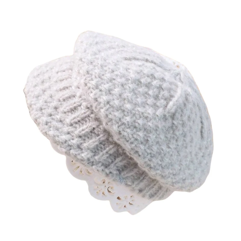 Newborns Baby Photography for Pictures Taking Soft & Breathable Knitting Hat Props Solid Color Short Brim