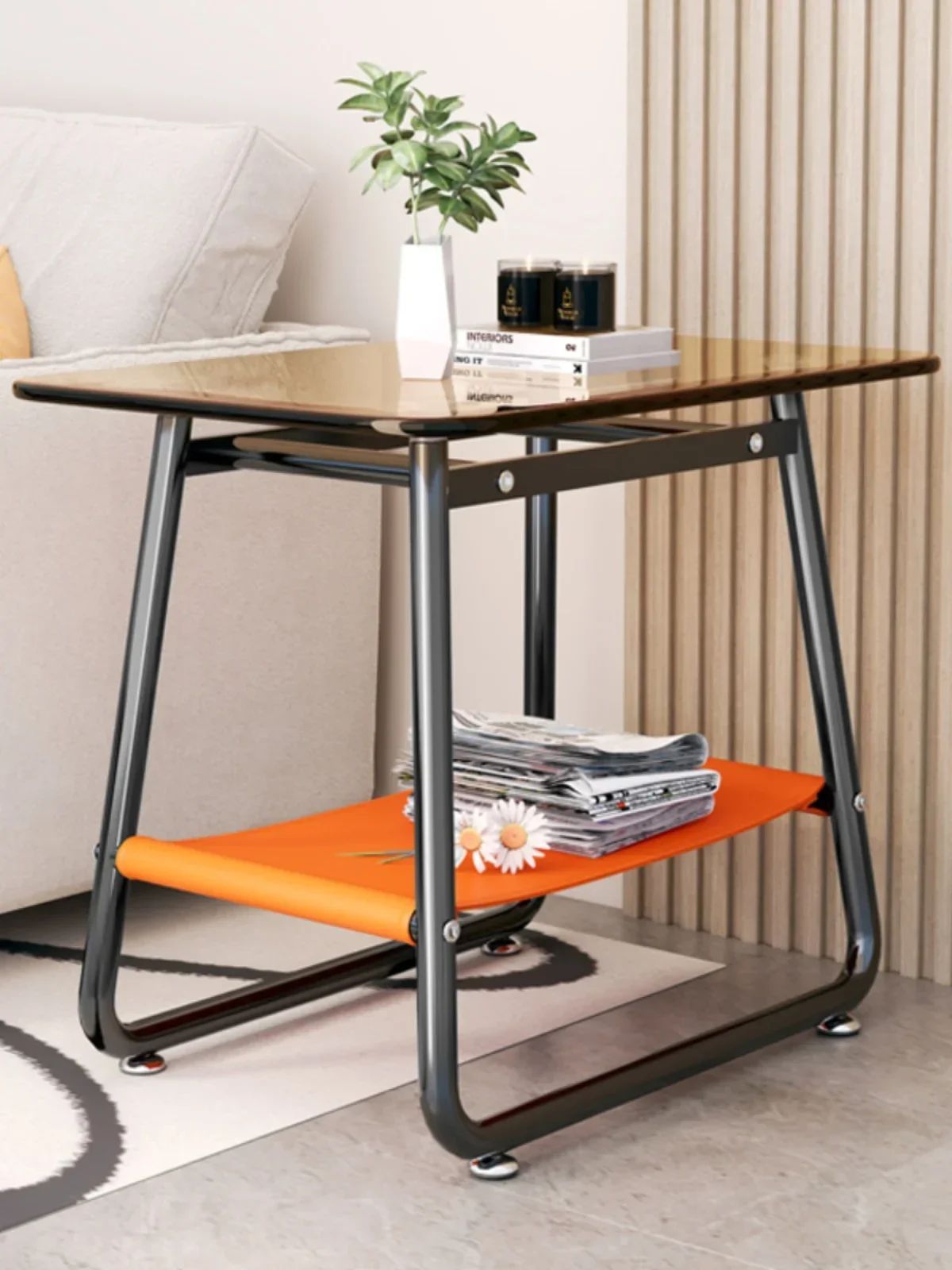 

Легкий роскошный стеклянный журнальный столик, диван, приставной столик, современная простая гостиная, балкон, спальня, прикроватная тумбочка