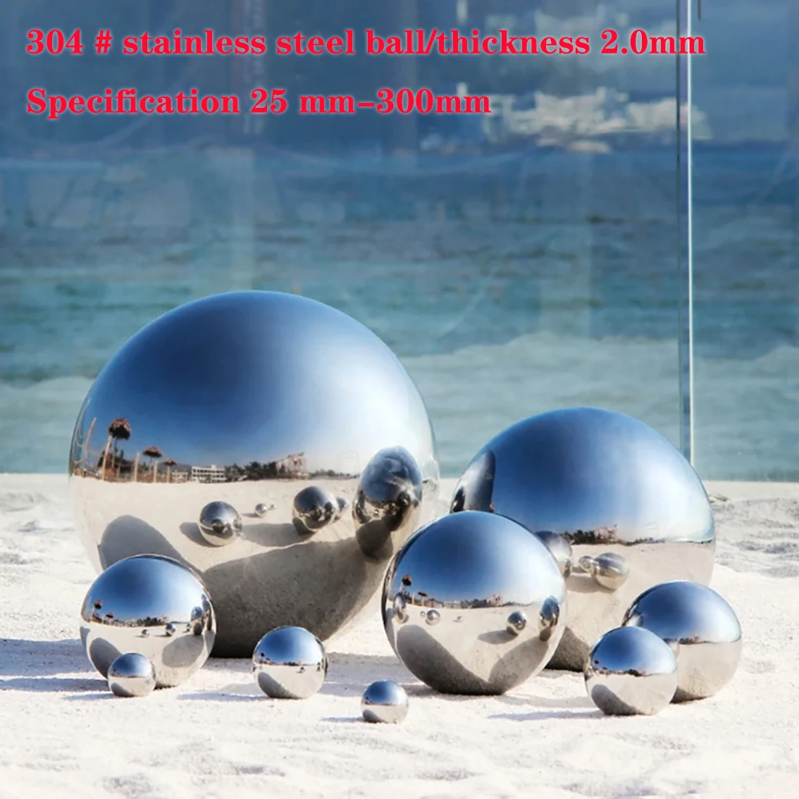 

1Pcs Diameter 25~300mm 2mm Thick Mirror Polished Hollow Ball 304 Garden Decorative Metal Ball Stainless Steel Floating Ball