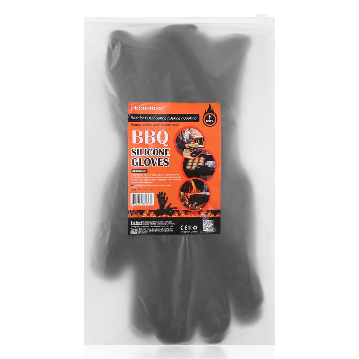 

Heat Resistant Bbq Grill Gloves High Temp 800C Oven Mitts Silicone Non Slip Oven Mitt Set Kitchen Protective Gloves