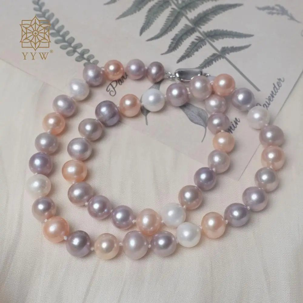 Freshwater Pearl Choker Necklaces 2023 Luxury Multi-Colored 9-10mm Slightly Round Pearl Clavicle Chain For Women Jewelry Gift