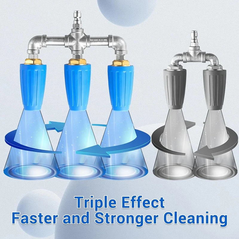 Triple Turbo Nozzle Pressure Washer, 360° Rotating Turbo Nozzle With 1/4Inch Quick Connector, 2.0 Orifice, 4000 PSI