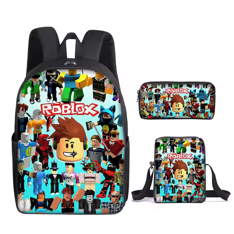 Game ROBLOX Student Backpack Korean Version Primary and Secondary School Backpacks Ins Fashion Trend Backpack Three Piece Set