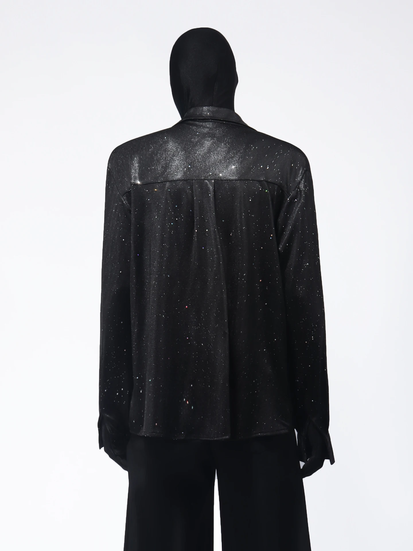 Fashion Korean Heavy Craft  Sequin Long Sleeve Shirt Trendy Men's High-end Feel Handsome Casual Loose Turn-down Collar Shirt